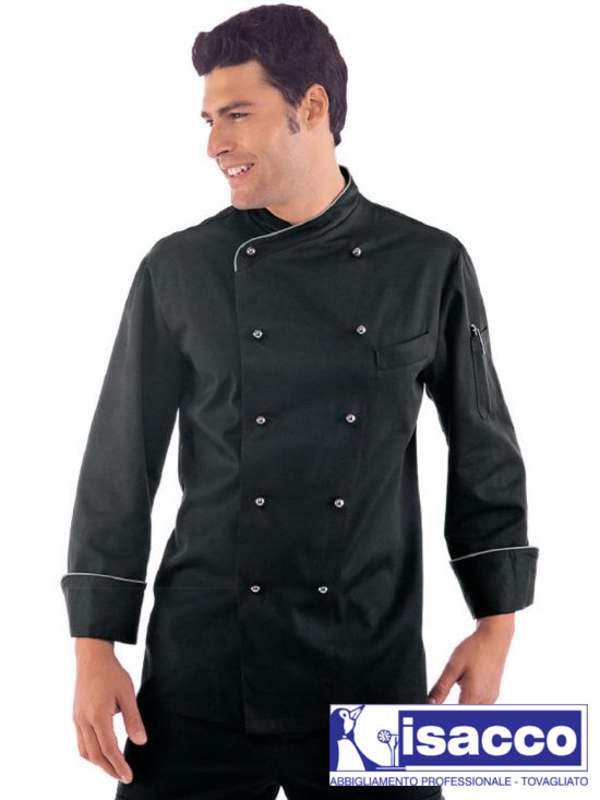 CHEF JACKET LONG SLEEVE BLACK AND SILVER BALL BUTTONS 37,20€