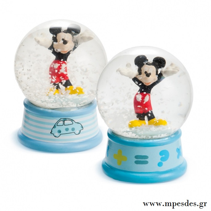 Διάστ.: 4,5x4,5x6 cm πολυεστέρας. Νερόμπαλες - χιονόμπαλες με σχέδια Mickey Mouse. Μέρος της αυθεντικής σειράς Disney. Διατίθεται σε σετ που αποτελείται από δύο διαφορετικά σχέδια. Υπάρχει δυνατότητα ολοκληρωμένου σετ βάπτισης θέμα Mickey Mouse σε κουτί βαπτιστικών, λαμπάδα, λαδοσέτ, λαδόπανα, βιβλίο ευχών & κουτί μαρτυρικών. PAR.0119090501