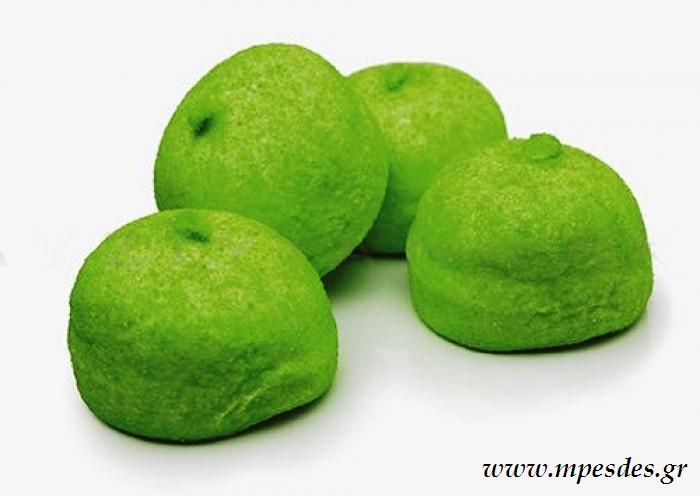 Marshmallows μπάλα πράσινο. Σακούλα 1kg. 100-110 τεμ / κιλό.