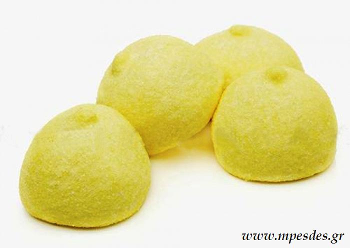 Marshmallows μπάλα κίτρινο. Σακούλα 1kg. 100-110 τεμ / κιλό.